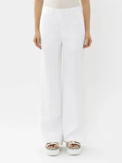 Pantalons Et Shorts-Chloé Pantalon De Costume Evase Blanc