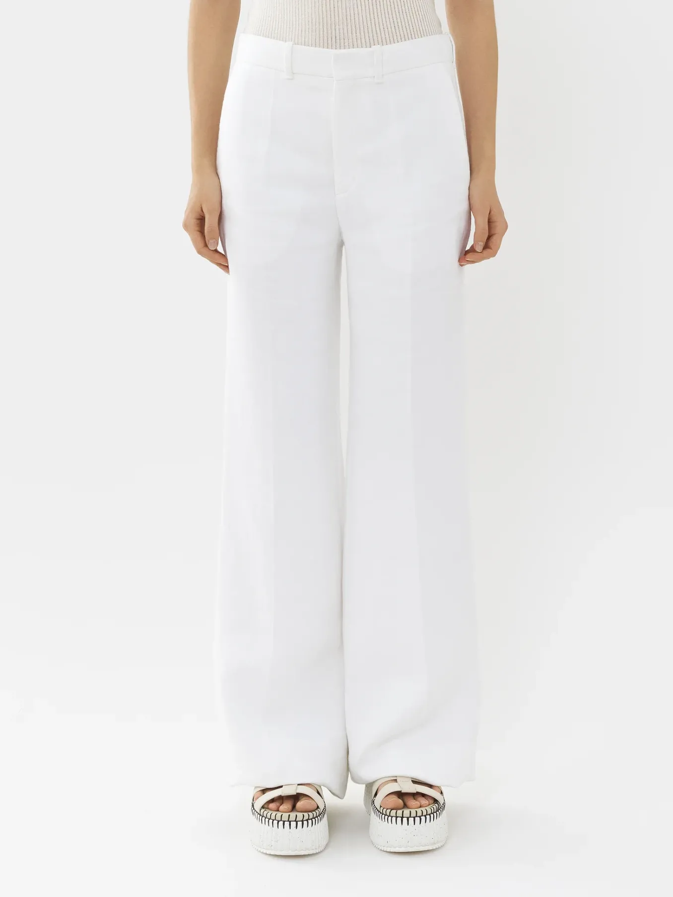 Pantalons Et Shorts-Chloé Pantalon De Costume Evase Blanc