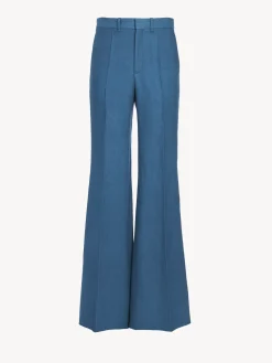 Pantalons Et Shorts-Chloé Pantalon De Costume Evase Opal Blue