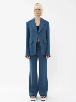 Pantalons Et Shorts-Chloé Pantalon De Costume Evase Opal Blue