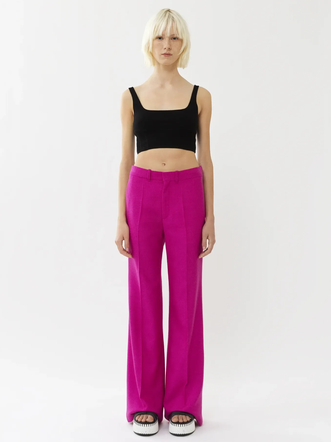 Pantalons Et Shorts-Chloé Pantalon De Costume Evase Raspberry Rose