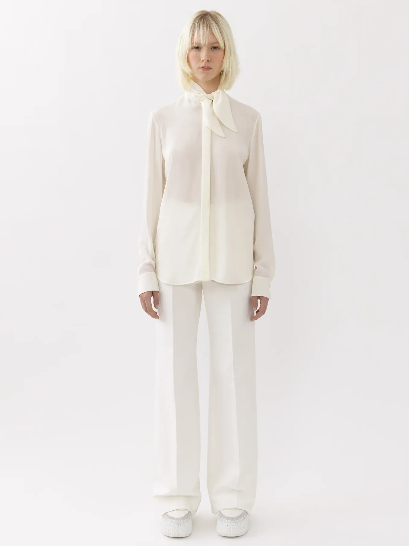 Pantalons Et Shorts-Chloé Pantalon De Costume Evase Buttercream
