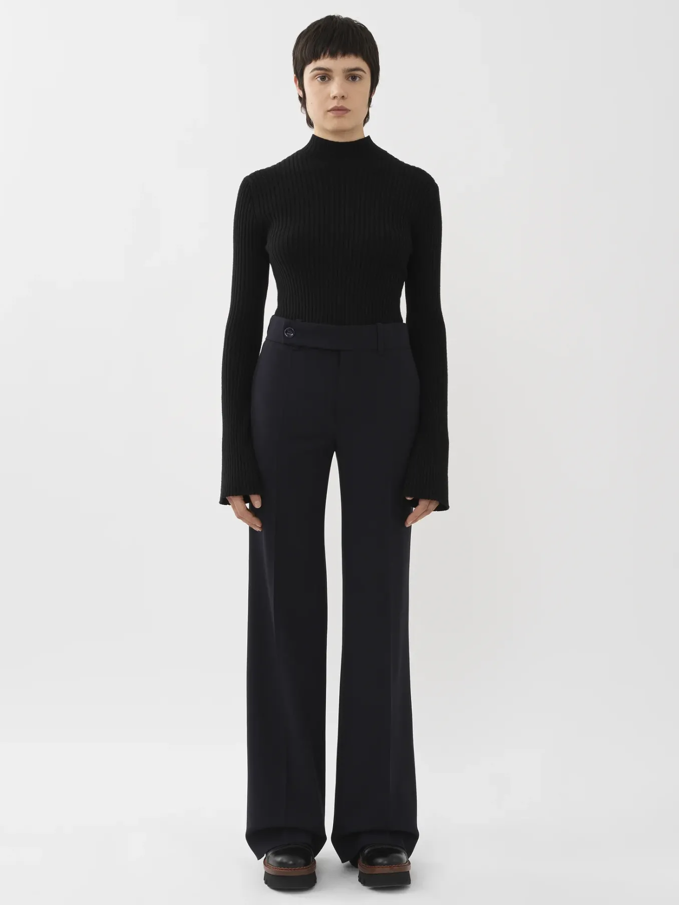 Pantalons Et Shorts-Chloé Pantalon Droit Abyss Blue