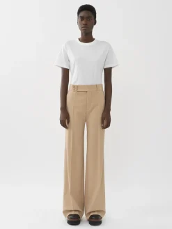 Pantalons Et Shorts-Chloé Pantalon Droit Soft Tan