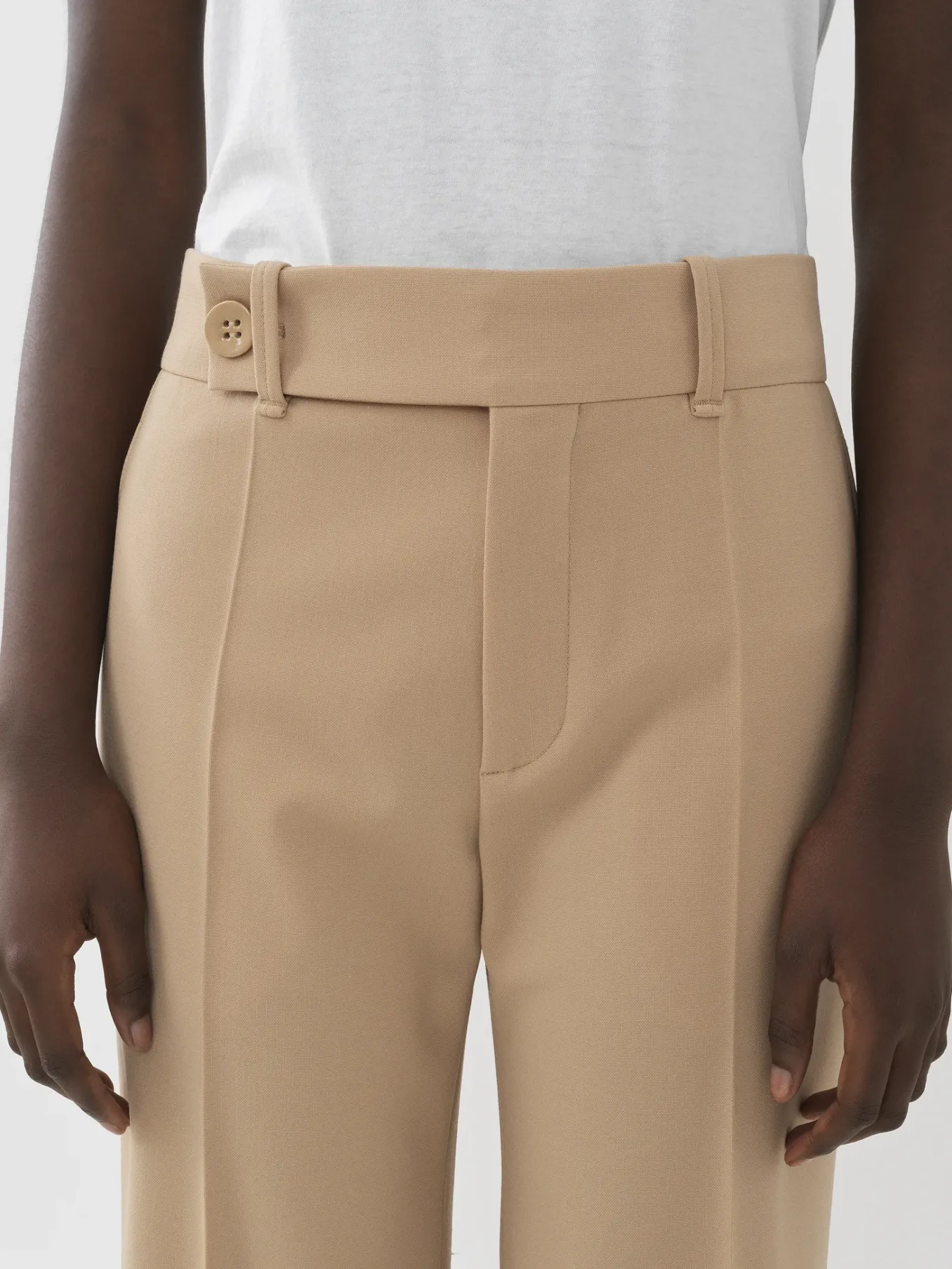 Pantalons Et Shorts-Chloé Pantalon Droit Soft Tan