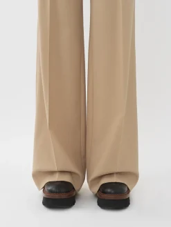 Pantalons Et Shorts-Chloé Pantalon Droit Soft Tan