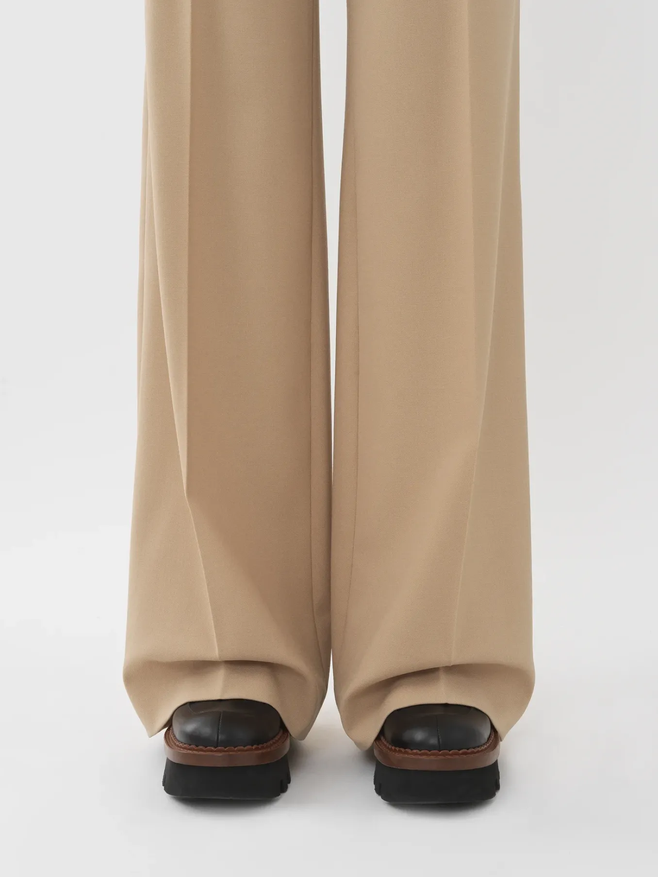 Pantalons Et Shorts-Chloé Pantalon Droit Soft Tan