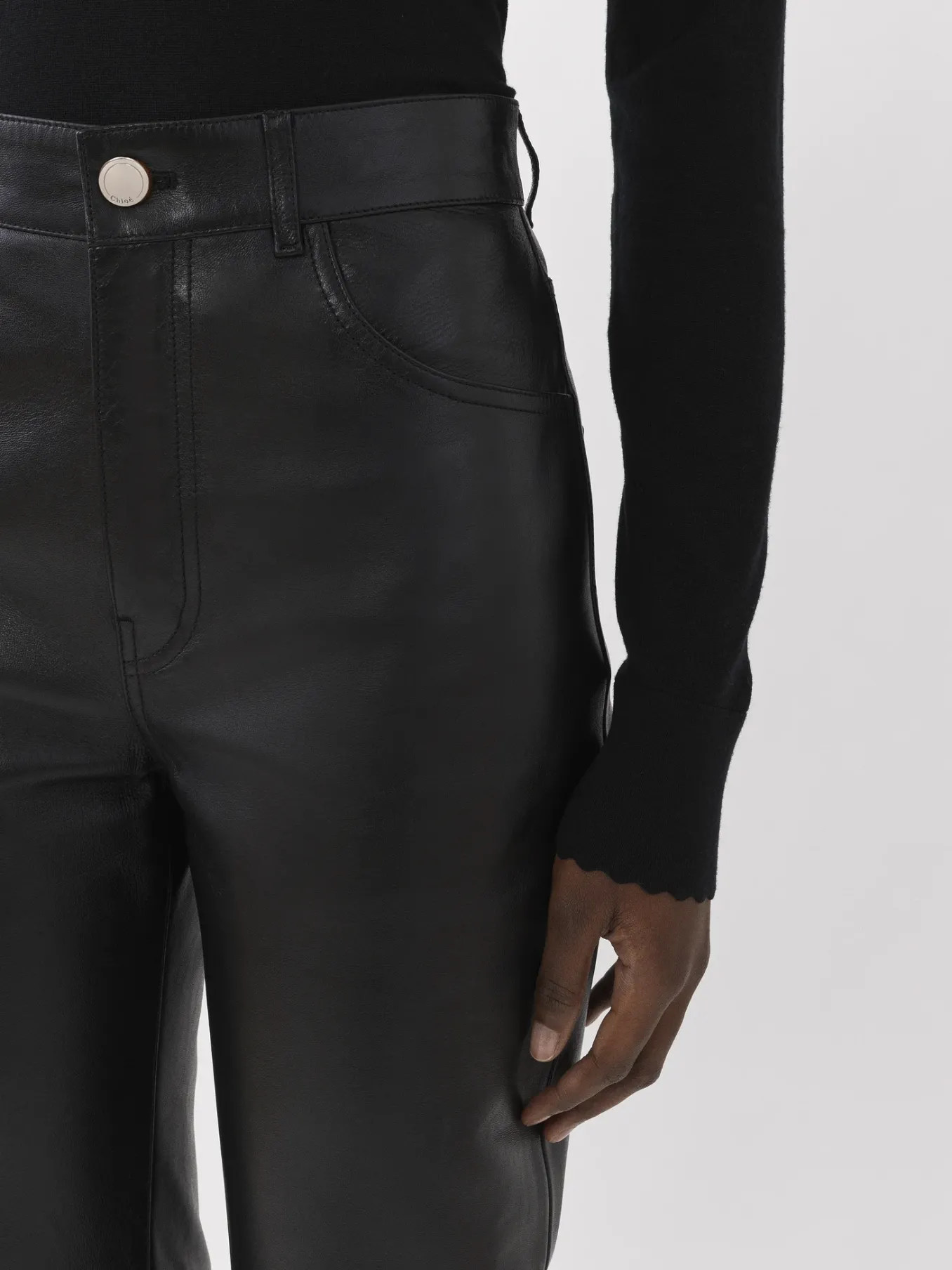 Pantalons Et Shorts-Chloé Pantalon Evase Noir