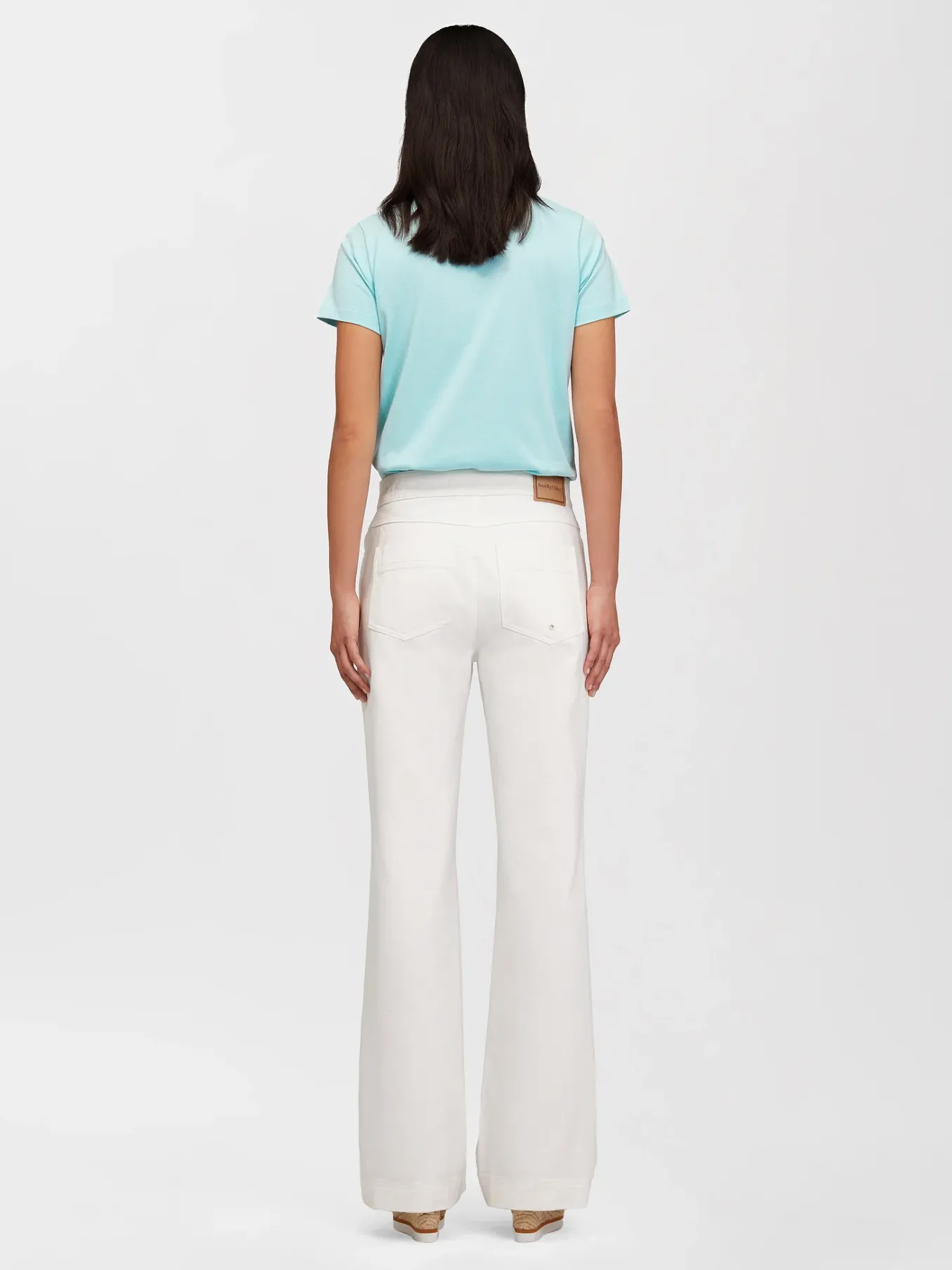 Vêtements-Chloé Pantalon Evase Blanc