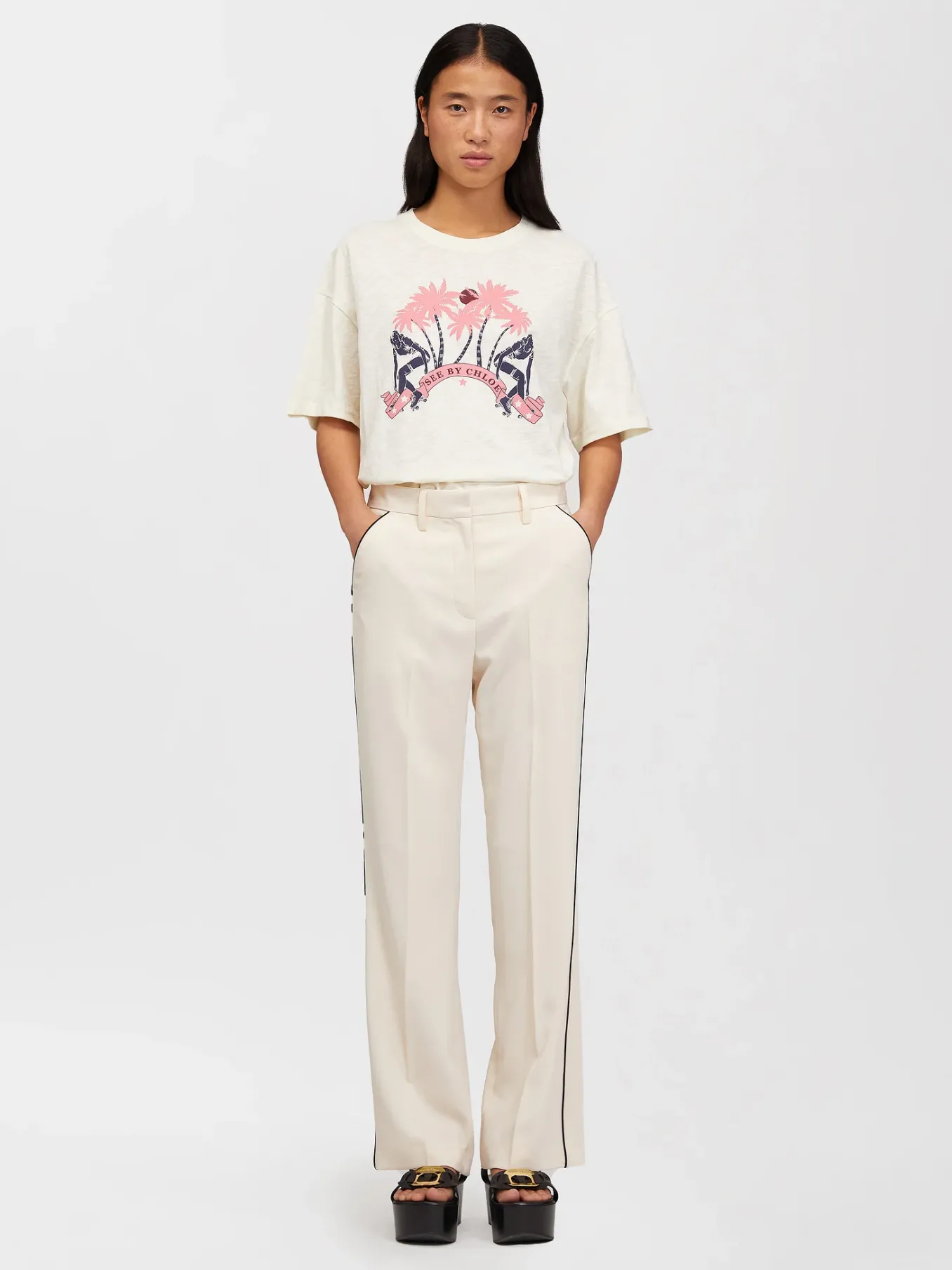 Vêtements-Chloé Pantalon Evase Milk
