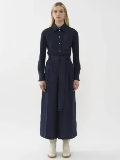 Pantalons Et Shorts-Chloé Pantalon Jupe-Culotte Large True Indigo