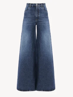 Pantalons Et Shorts-Chloé Pantalon Large Faded Denim