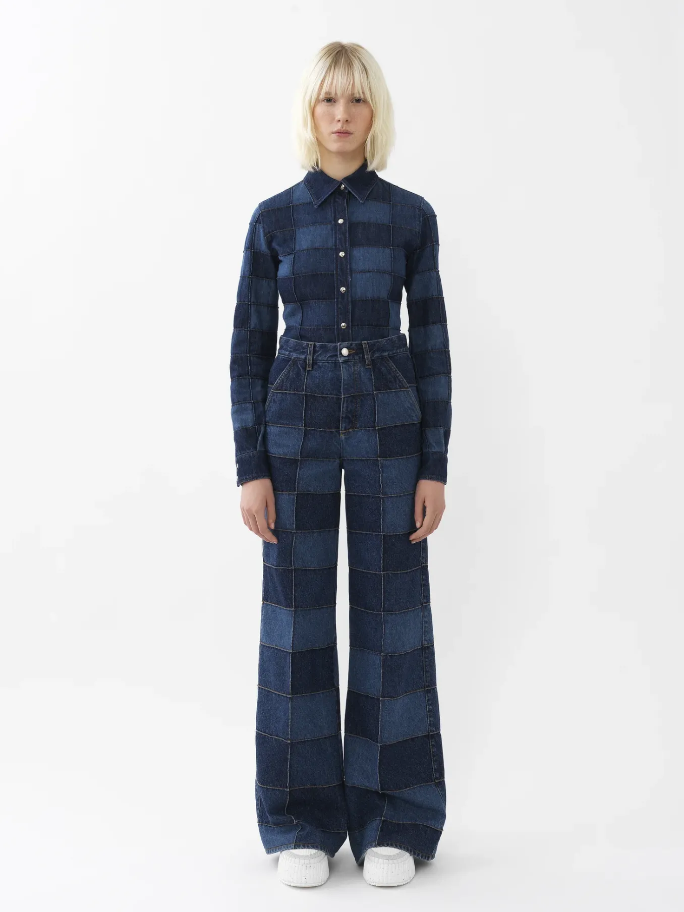 Pantalons Et Shorts-Chloé Pantalon Large Multicolor Blue 1
