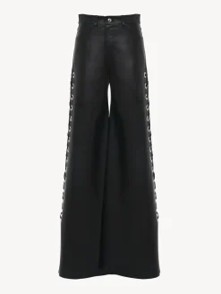 Pantalons Et Shorts-Chloé Pantalon Large A Lacets Noir