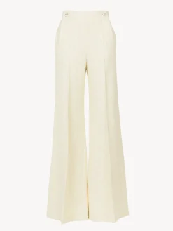 Pantalons Et Shorts-Chloé Pantalon Large A Pont Coconut Milk
