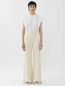 Pantalons Et Shorts-Chloé Pantalon Large A Pont Coconut Milk