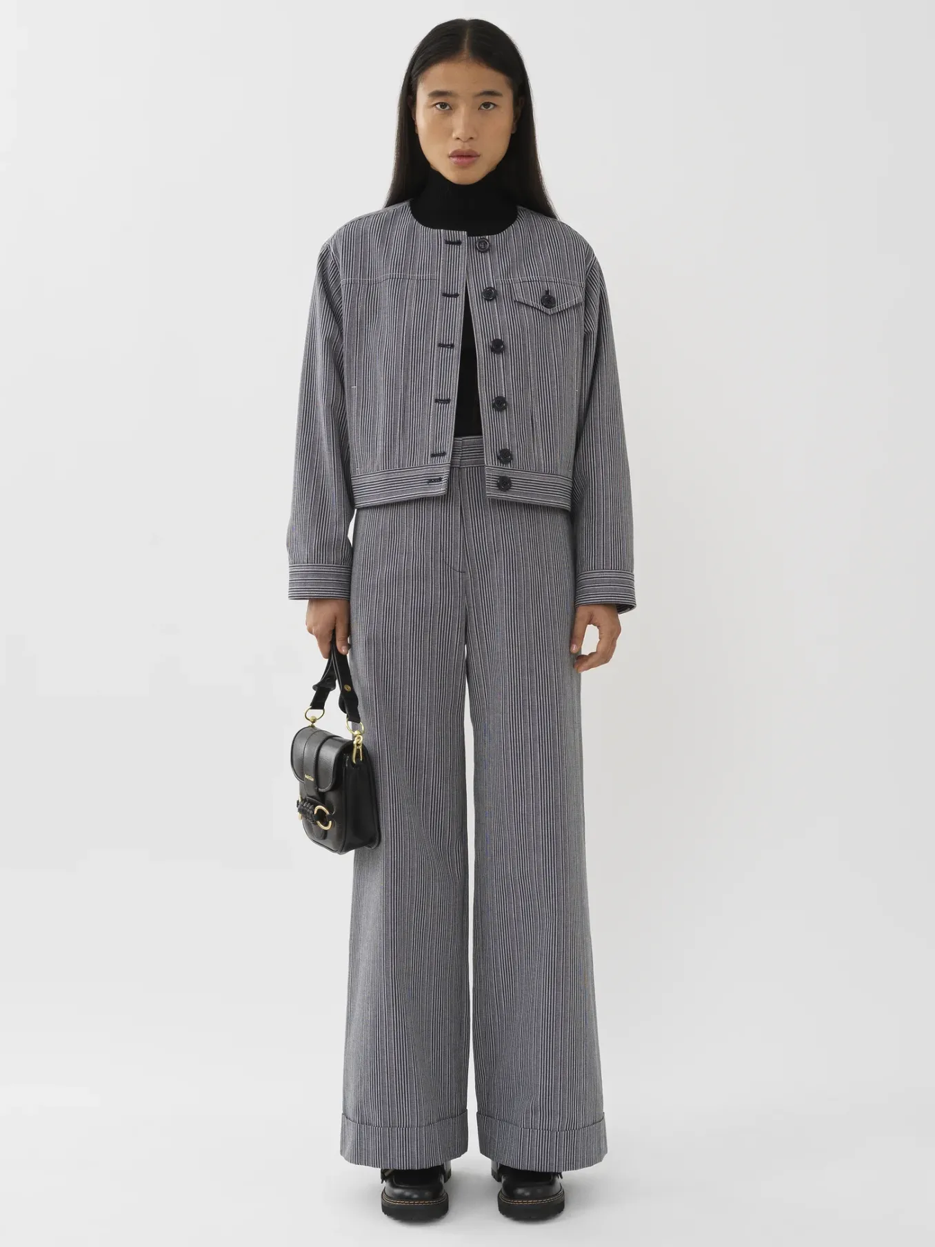 Vêtements-Chloé Pantalon Large A Revers Blue - White 1