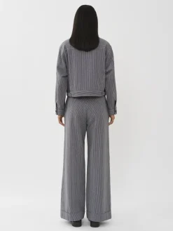 Vêtements-Chloé Pantalon Large A Revers Blue - White 1