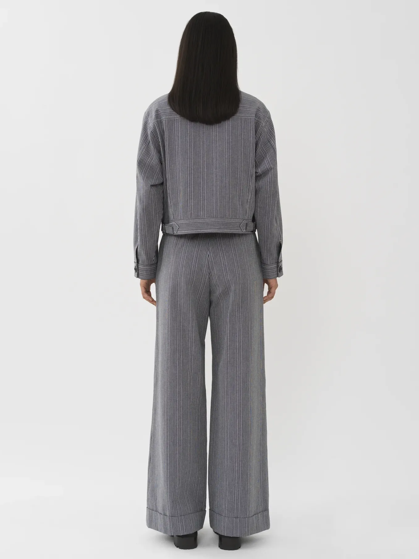 Vêtements-Chloé Pantalon Large A Revers Blue - White 1
