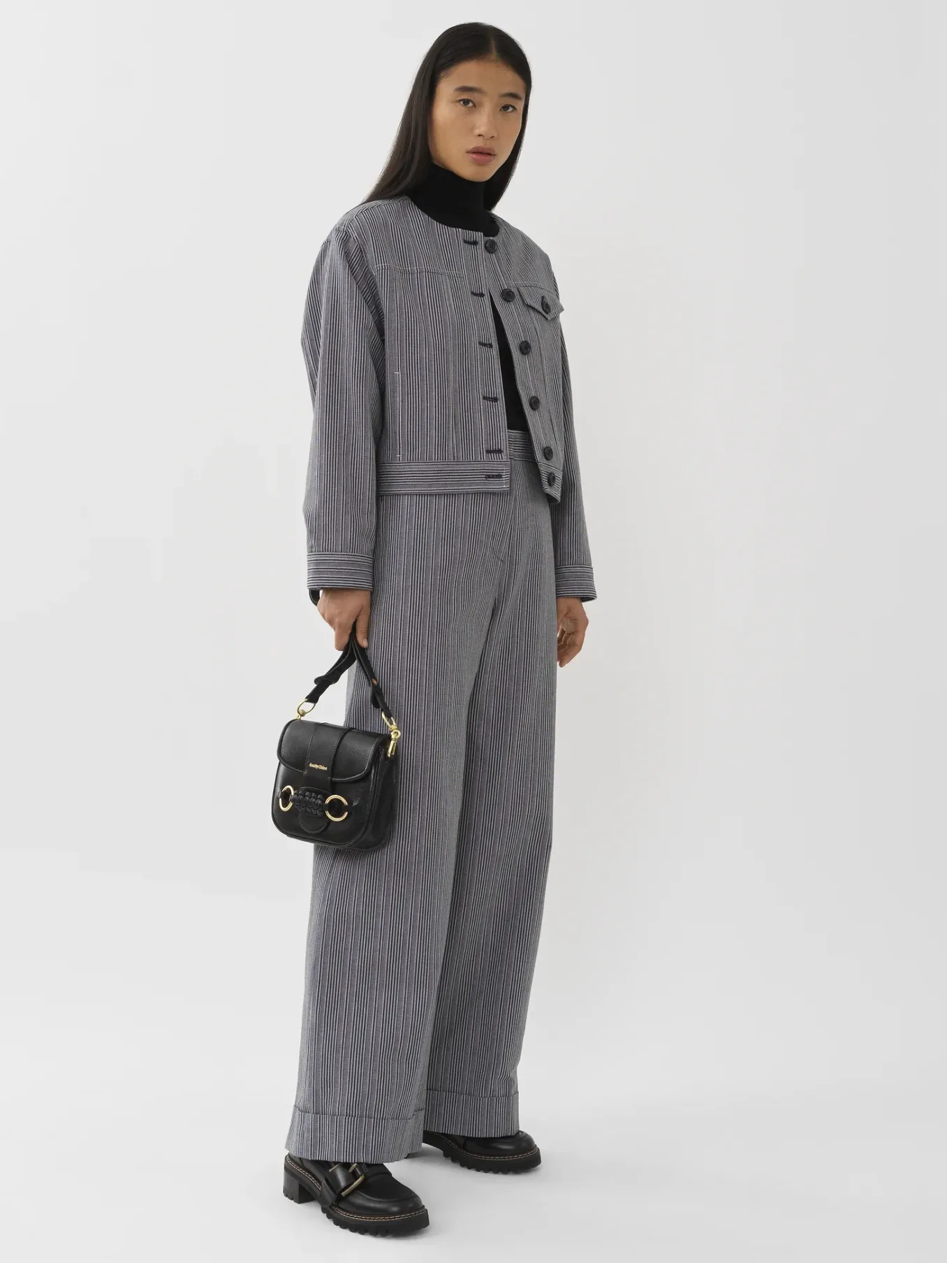 Vêtements-Chloé Pantalon Large A Revers Blue - White 1