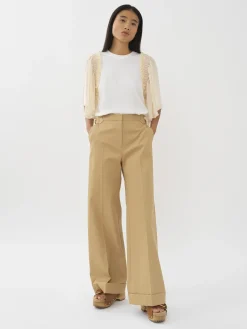 Vêtements-Chloé Pantalon Large A Revers Jungle Brown