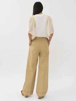 Vêtements-Chloé Pantalon Large A Revers Jungle Brown