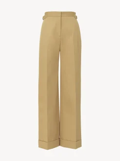 Vêtements-Chloé Pantalon Large A Revers Jungle Brown