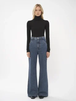 Pantalons Et Shorts-Chloé Pantalon Large Style Marin Dusky Blue