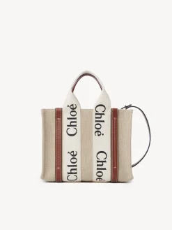 Sacs Cabas-Chloé Petit Cabas Woody A Bandoulière White - Brown 1