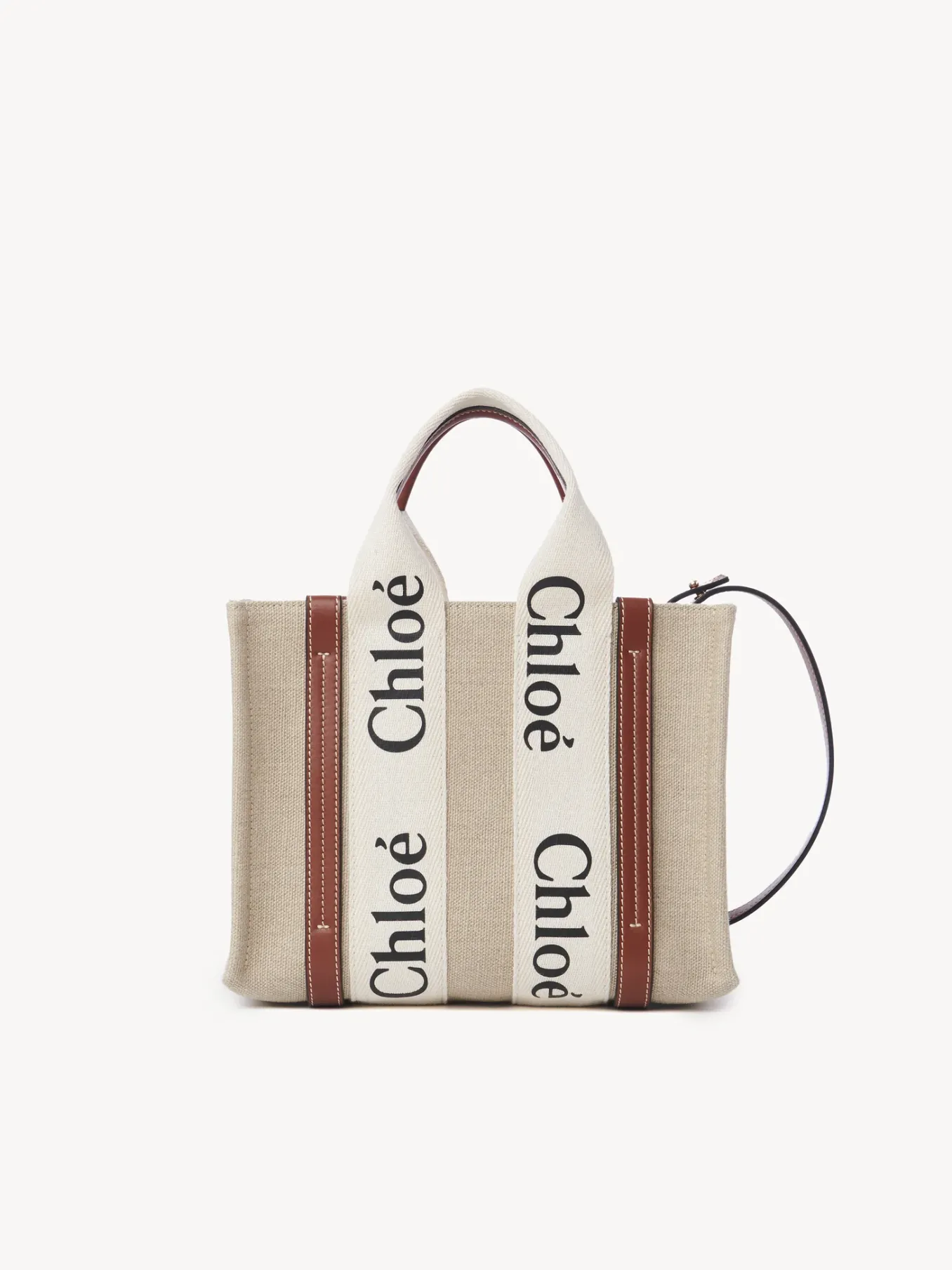 Sacs Cabas-Chloé Petit Cabas Woody A Bandoulière White - Brown 1