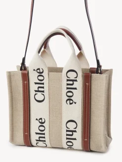 Sacs Cabas-Chloé Petit Cabas Woody A Bandoulière White - Brown 1