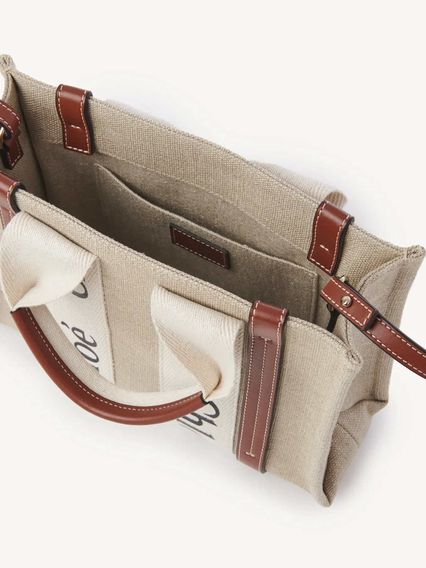 Sacs Cabas-Chloé Petit Cabas Woody A Bandoulière White - Brown 1