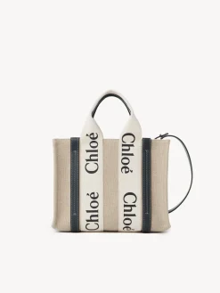 Sacs Cabas-Chloé Petit Cabas Woody A Bandoulière White - Blue 1