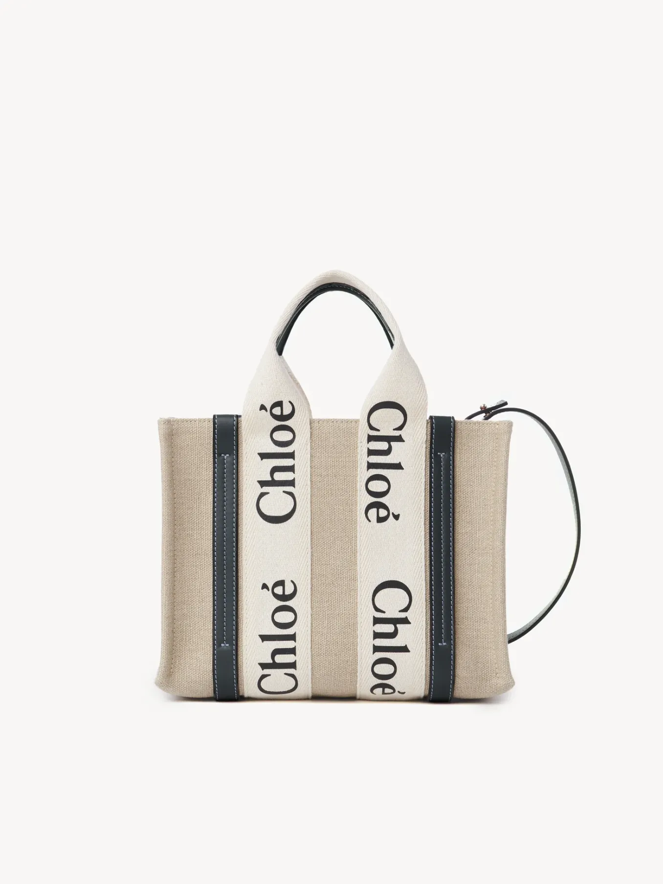 Sacs Cabas-Chloé Petit Cabas Woody A Bandoulière White - Blue 1