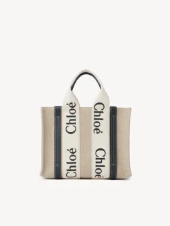 Sacs Cabas-Chloé Petit Cabas Woody A Bandoulière White - Blue 1