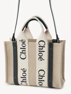 Sacs Cabas-Chloé Petit Cabas Woody A Bandoulière White - Blue 1