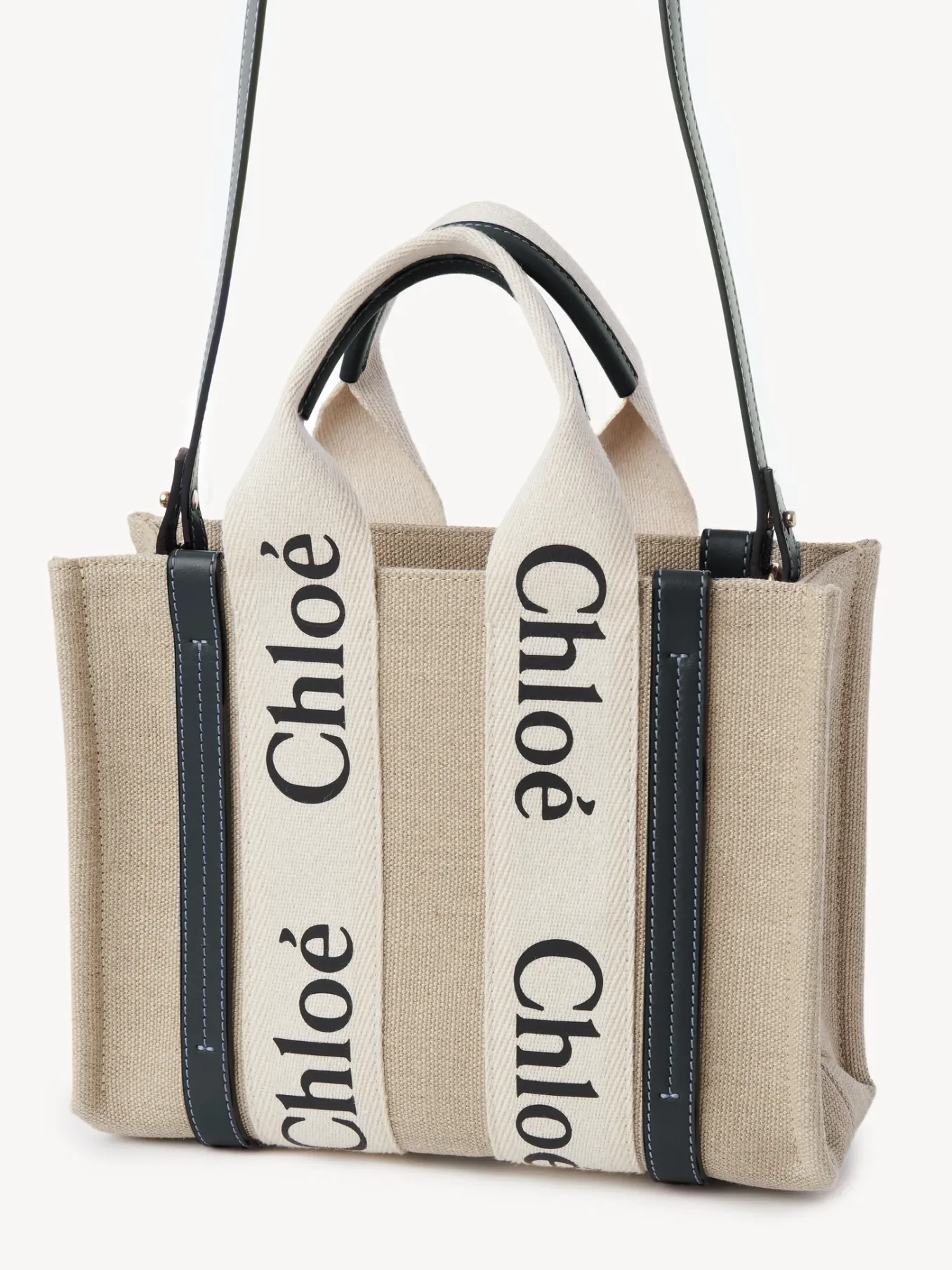 Sacs Cabas-Chloé Petit Cabas Woody A Bandoulière White - Blue 1