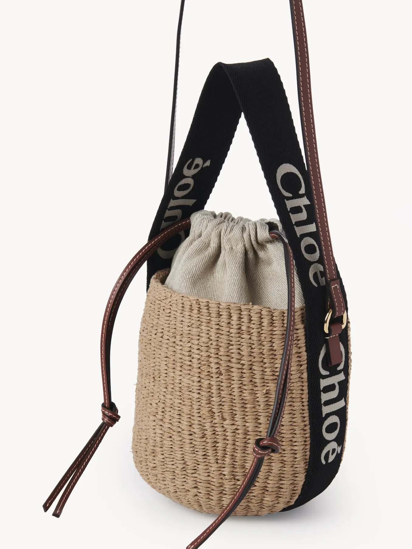 Sacs À Bandoulière-Chloé Petit Panier Woody Black - Beige 1