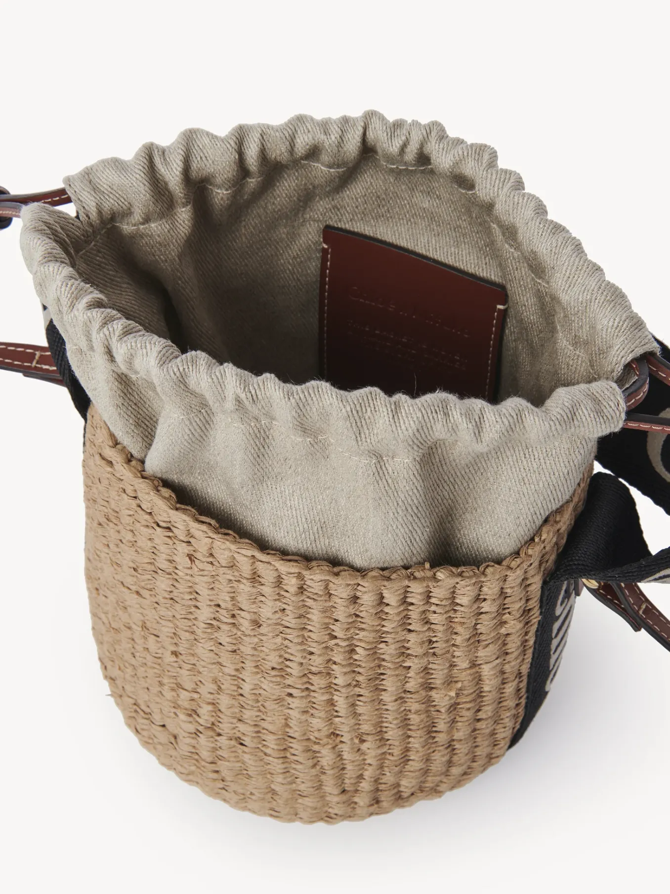 Sacs À Bandoulière-Chloé Petit Panier Woody Black - Beige 1