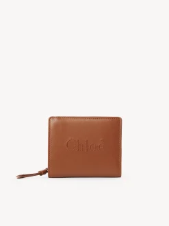 Portefeuilles Compacts-Chloé Petit Portefeuille Chloe Sense Caramel