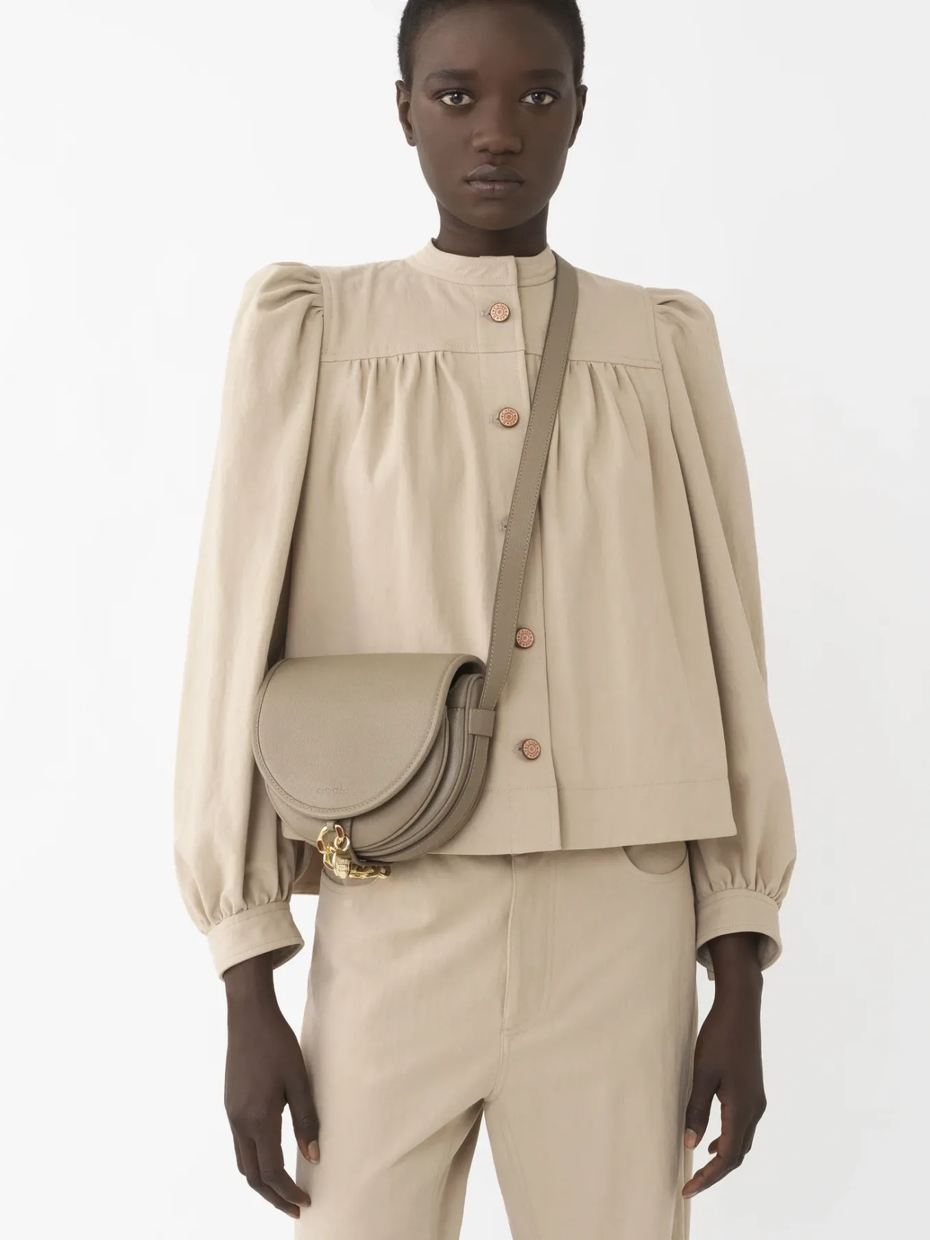 Sacs Porté Épaule-Chloé Petit Sac Bandoulière Mara Motty Grey
