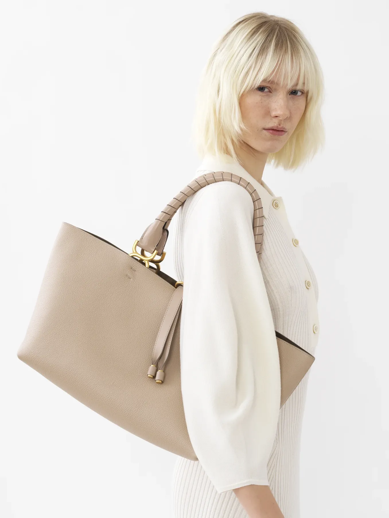 Sacs Cabas-Chloé Petit Sac Cabas Marcie Nomad Beige