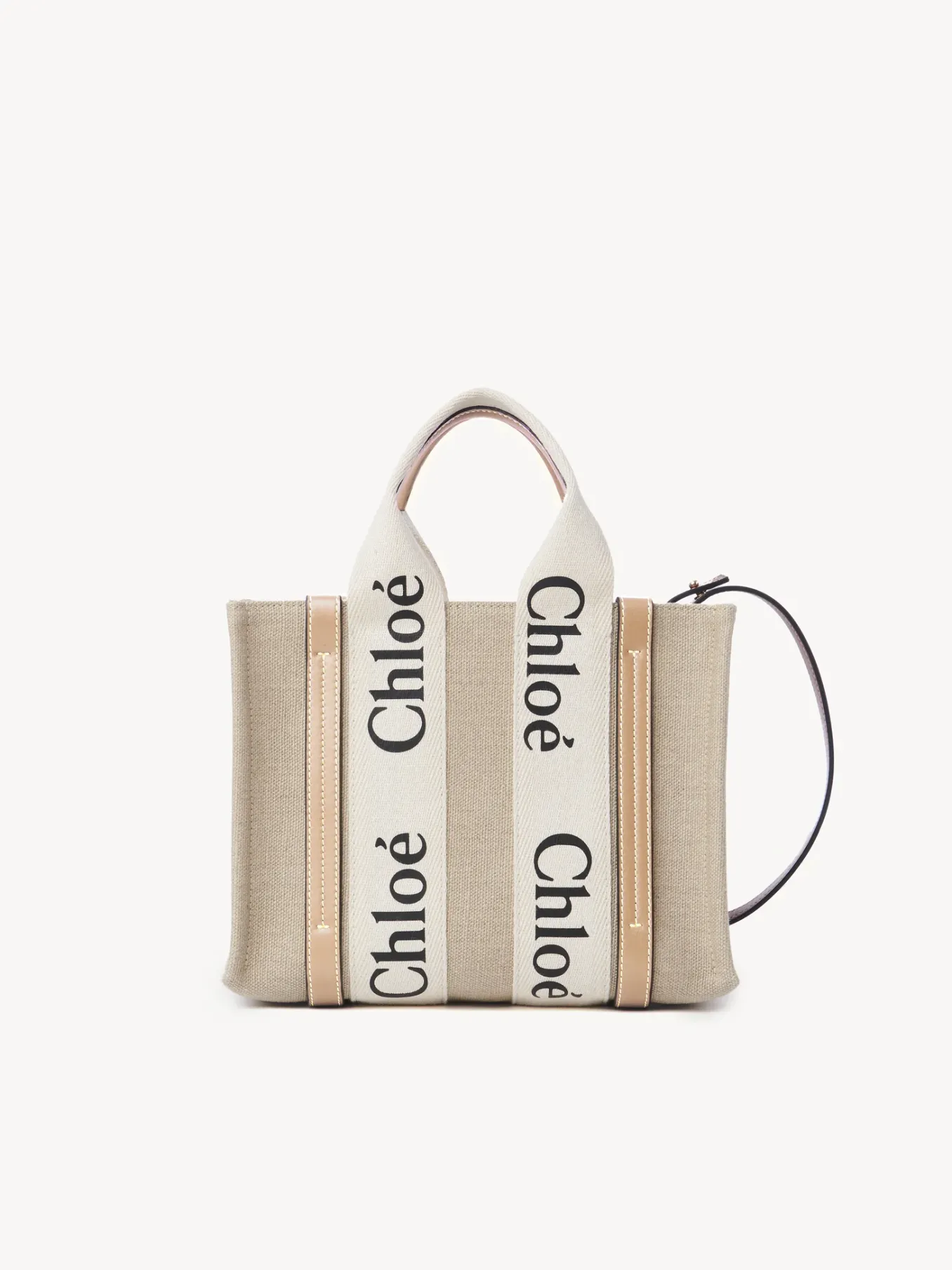 Sacs Cabas-Chloé Petit Sac Cabas Woody A Bandoulière White - Beige 1