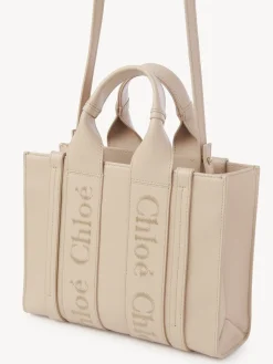 Sacs Cabas-Chloé Petit Sac Cabas Woody A Bandoulière Cement Pink