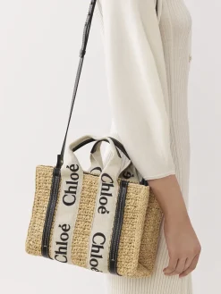 Sacs Cabas-Chloé Petit Sac Cabas Woody A Bandoulière Sand