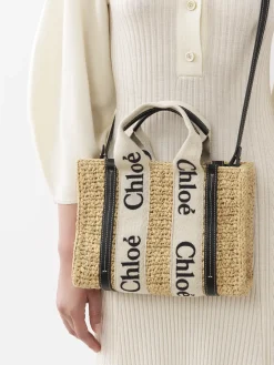 Sacs Cabas-Chloé Petit Sac Cabas Woody A Bandoulière Sand