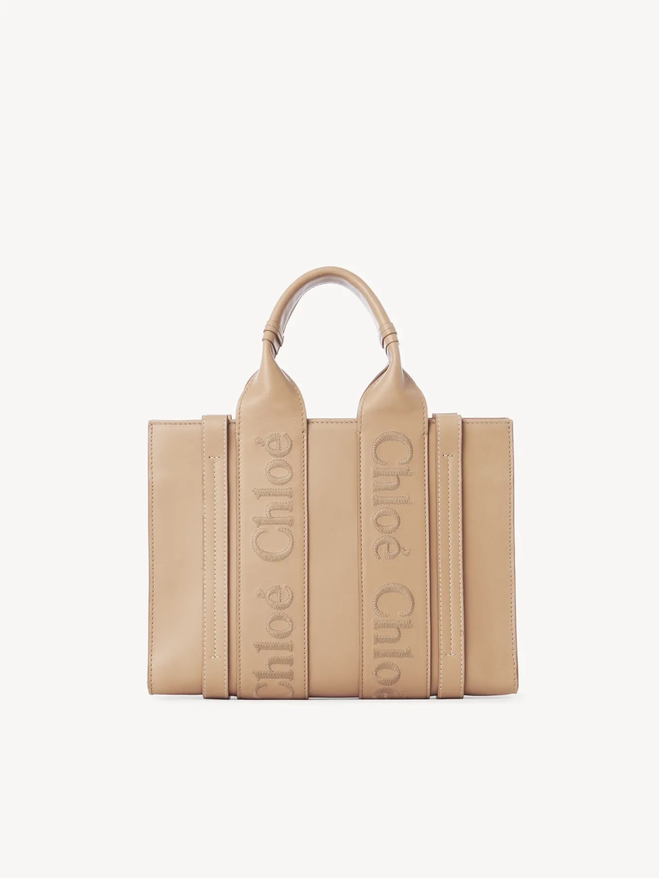 Sacs Cabas-Chloé Petit Sac Cabas Woody A Bandoulière Light Tan