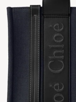 Sacs Cabas-Chloé Petit Sac Cabas Woody A Bandoulière Deep Denim