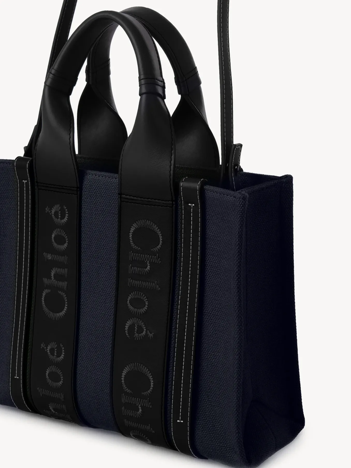 Sacs Cabas-Chloé Petit Sac Cabas Woody A Bandoulière Deep Denim