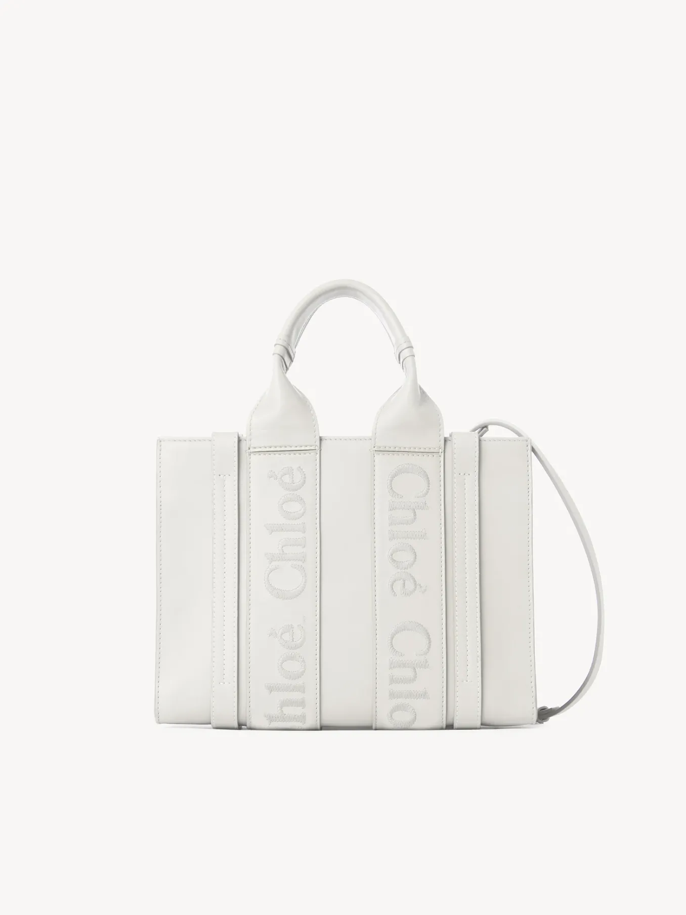Sacs Cabas-Chloé Petit Sac Cabas Woody A Bandoulière Blanc